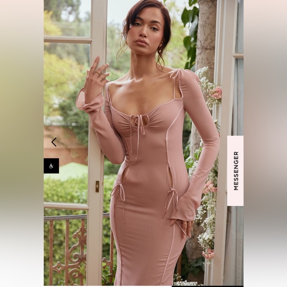 OPHELIA: BLUSH CUTOUT MIDI DRESS - Picture 2 of 4